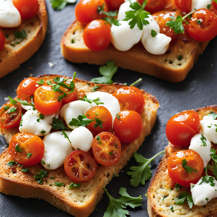 Tartines de Tomates Cerises Confites à la Mozzarella