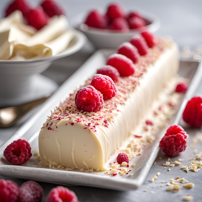 Bûche Chocolat Blanc Framboise